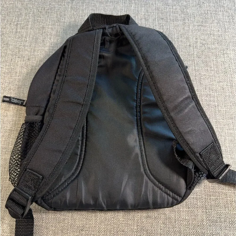 Jeep Mini Backpack Black Gray Logo Travel Daypack Small Bag Mesh Pockets